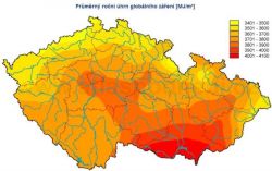 Roční úhrn slunečního záření Roční úhrn slunečního záření
